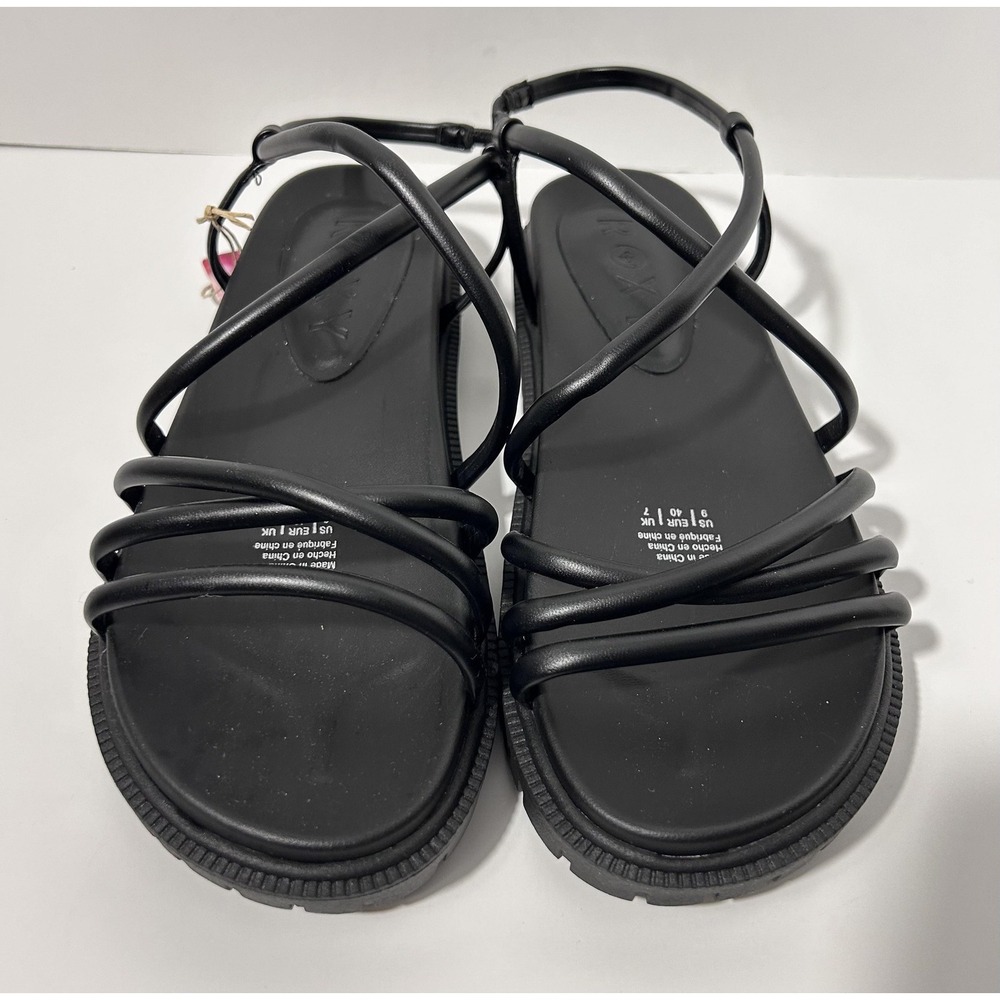 Roxy Shoes Womens Size 9 Black Brooke-001 Strappy Flat Sandals Slip On Casual